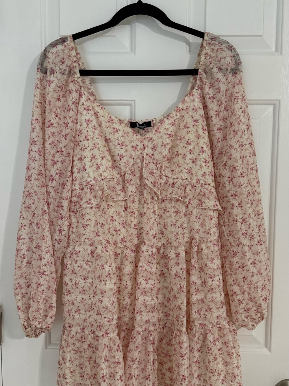 Trixxi Cream Tunic with Pink Floral Print